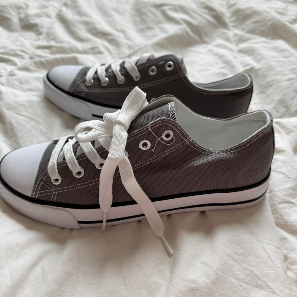 Grey and white canvas trainers women’s 8 casual sneakers - Picture 7 of 8